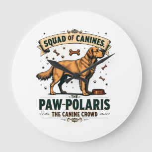 Troep Honden Vintage Hond Pun Grafisch met Goud Grote Klok