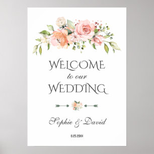 Troetelbloem Crème Bloemen Welkom Trouwbord Poster