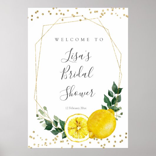 Troeven lemon bruiloft Welcome Bord Poster (Voorkant)