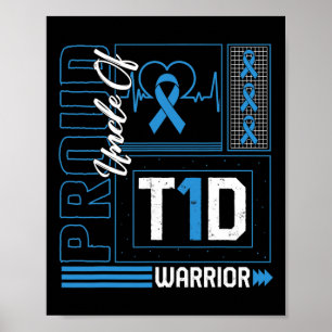 Troeze Oom Van T1d Warrior Lint Diabetes Bewustzij Poster