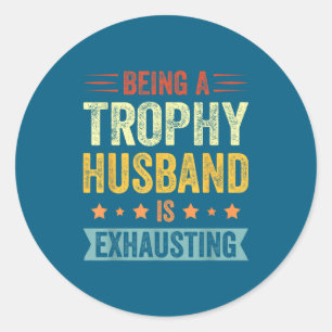 Trofee echtgenoot uitputtend vintage trofee ronde sticker