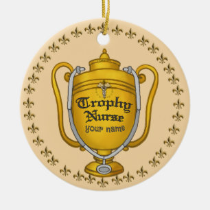 Trofee verpleegster keramisch ornament