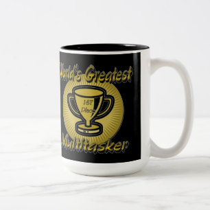 Trofee voor de Beste Multitasker ter Wereld Tweekleurige Koffiemok