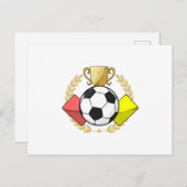 Trofee voor rode en gele voetbal briefkaart (Voorkant / Achterkant)