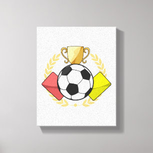 Trofee voor rode en gele voetbal canvas afdruk