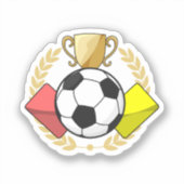 Trofee voor rode en gele voetbal sticker (Voorkant)