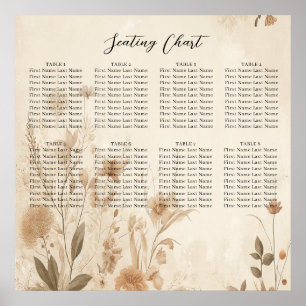 Trofische vintage bruiloft met delicate bloemen poster