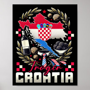 Trogir Kroatië Souvenir Kroatische Vlag Kaart Poster