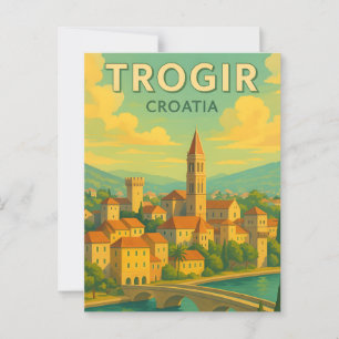 Trogir Kroatië Vintage Reisposter Postkaart