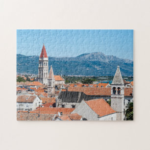 Trogir rode daken en kathedraal - Dalmatia, Kroati Legpuzzel