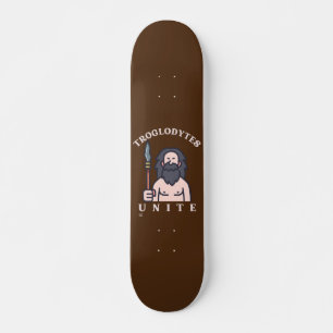 "TROGLODYTES UNITE", grappige steenkoompedaal Skateboard