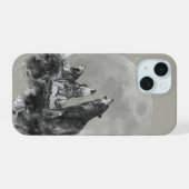 Trois 3 loups hurlant à l'art animal de la lune (Verso Horizontal)