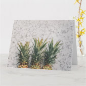 Trois ananas sur une carte de voeux BIG en marbre (Fleur jaune)