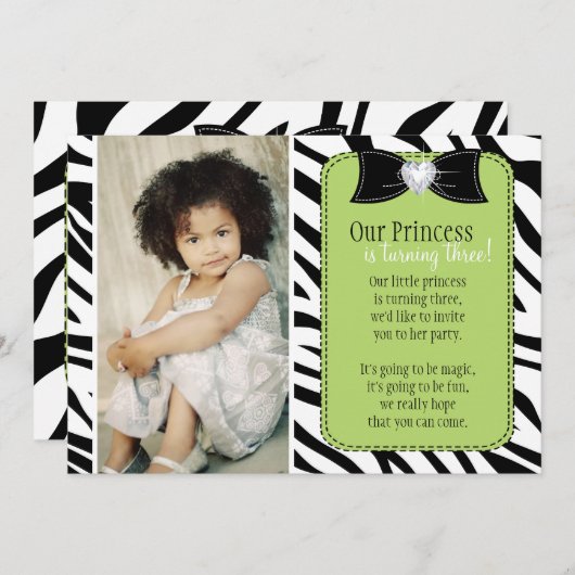 Trois ans - Invitation à la fête d'anniversaire Ze (Devant / Derrière)