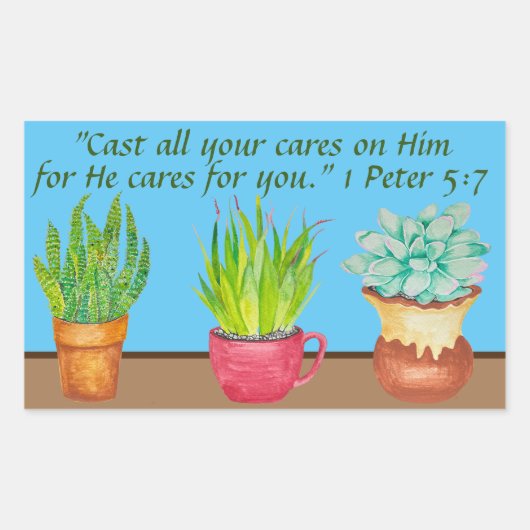 Trois autocollants de succulentes à l'aquarelle di (Devant)