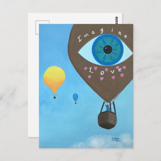 Trois Ballons à air chaud Imaginez des cartes post (Devant / Derrière)