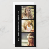 Trois cadres noirs photo Faire-part de diplôme (Devant / Derrière)