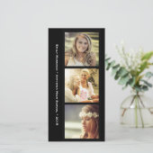 Trois cadres noirs photo Faire-part de diplôme (Debout devant)