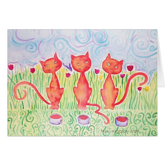 Trois Cartes de Chats Orange ~ Vierge (Devant horizontal)