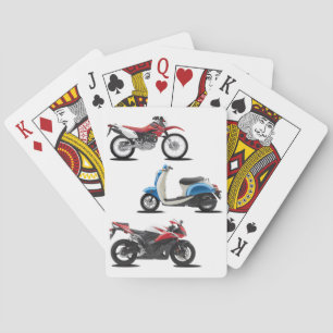 Trois cartes de jeu de motos