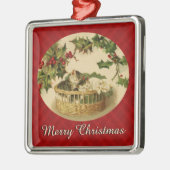 Trois chatons dans un panier Ornement de Noël (Gauche)