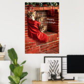 Trois chatons dans une affiche de bas de Noël (Bureau à domicile)