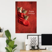 Trois chatons dans une affiche de bas de Noël (Bureau à domicile)