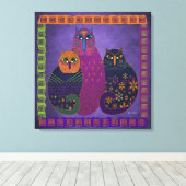 Trois chats Amigos sur toile (Insitu (Plancher de Bois))