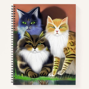 Trois chats avec un journal d'attitude