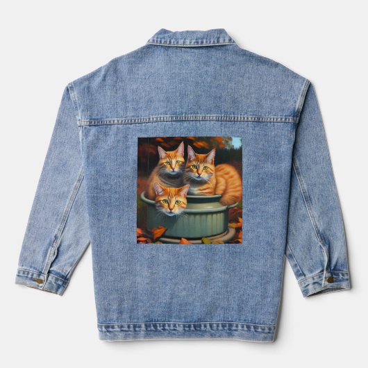 Trois Chats Dans Un Pot, Veste Denim Dames (Verso)