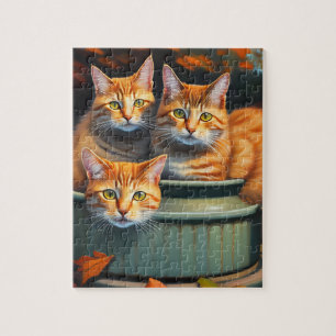 Trois Chats Gingembre Dans Un Pot, Puzzle Jigsaw