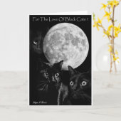 Trois chats noirs et la carte de voeux de lune (Fleur jaune)