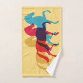 Trois Chevaux colorés Prancing Serviette Ensemble  (Serviette à main)
