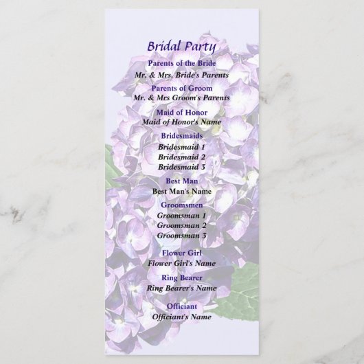 Trois Clusters d'Hydrangée Violet Programme de mar (Dos)