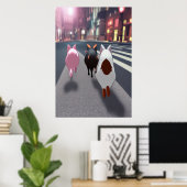 Trois cochons dans la ville | AI Art Poster (Bureau à domicile)