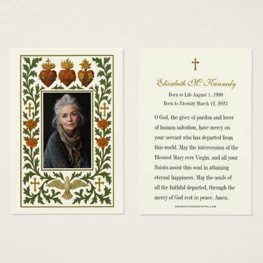 Trois Coeurs Jésus Marie Joseph Prière funéraire (Devant & derrière)