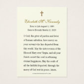 Trois Coeurs Jésus Marie Joseph Prière funéraire (Dos)