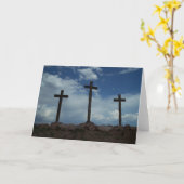 Trois Croix Calvaire Jésus Christ Carte de voeux (Fleur jaune)