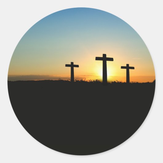 Trois Croix Coucher de soleil Jésus Autocollants (Devant)