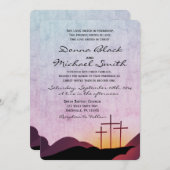 Trois croix sur la Faire-part de mariage religieus (Devant / Derrière)