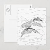 Trois Dolphins Carte postale Couleur Adulte (Devant / Derrière)