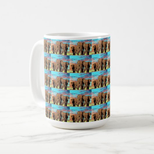 Trois éléphants africains, Mug de café (Devant gauche)