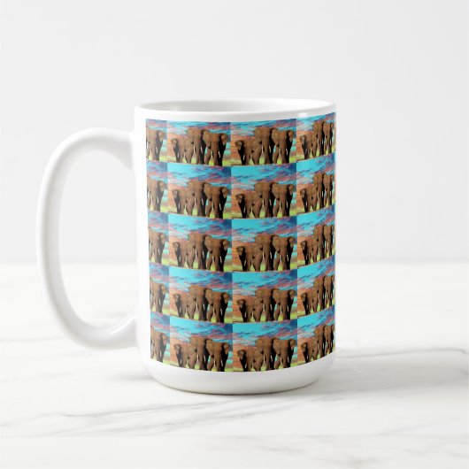 Trois éléphants africains, Mug de café (Gauche)