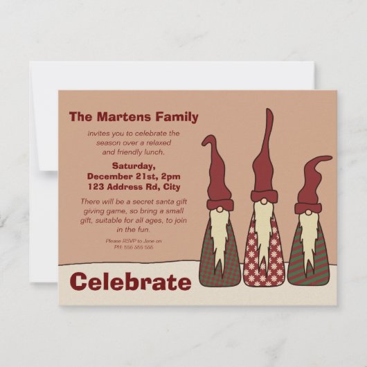 Trois Elfes Sages, invitation de noël (Devant)