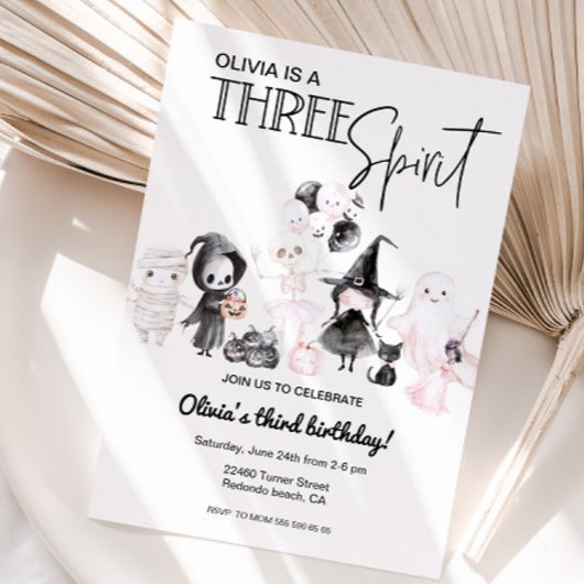 Trois esprit halloween invitation 3e anniversaire