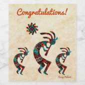 Trois Étiquettes à vin Kokopelli Sud-Ouest (Étiquettes simples)