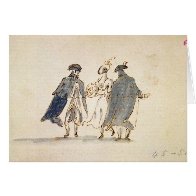 Trois figures masquées dans le costume de carnaval (Devant horizontal)