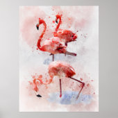 Trois flamants roses en impression d'art à l'aquar (Devant)