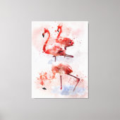 Trois flamants roses en impression d'art à l'aquar (Recto)