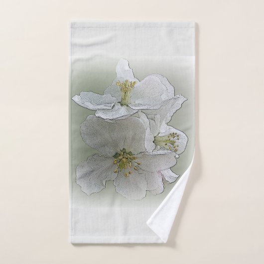 trois fleurs blanches (Serviette à main)